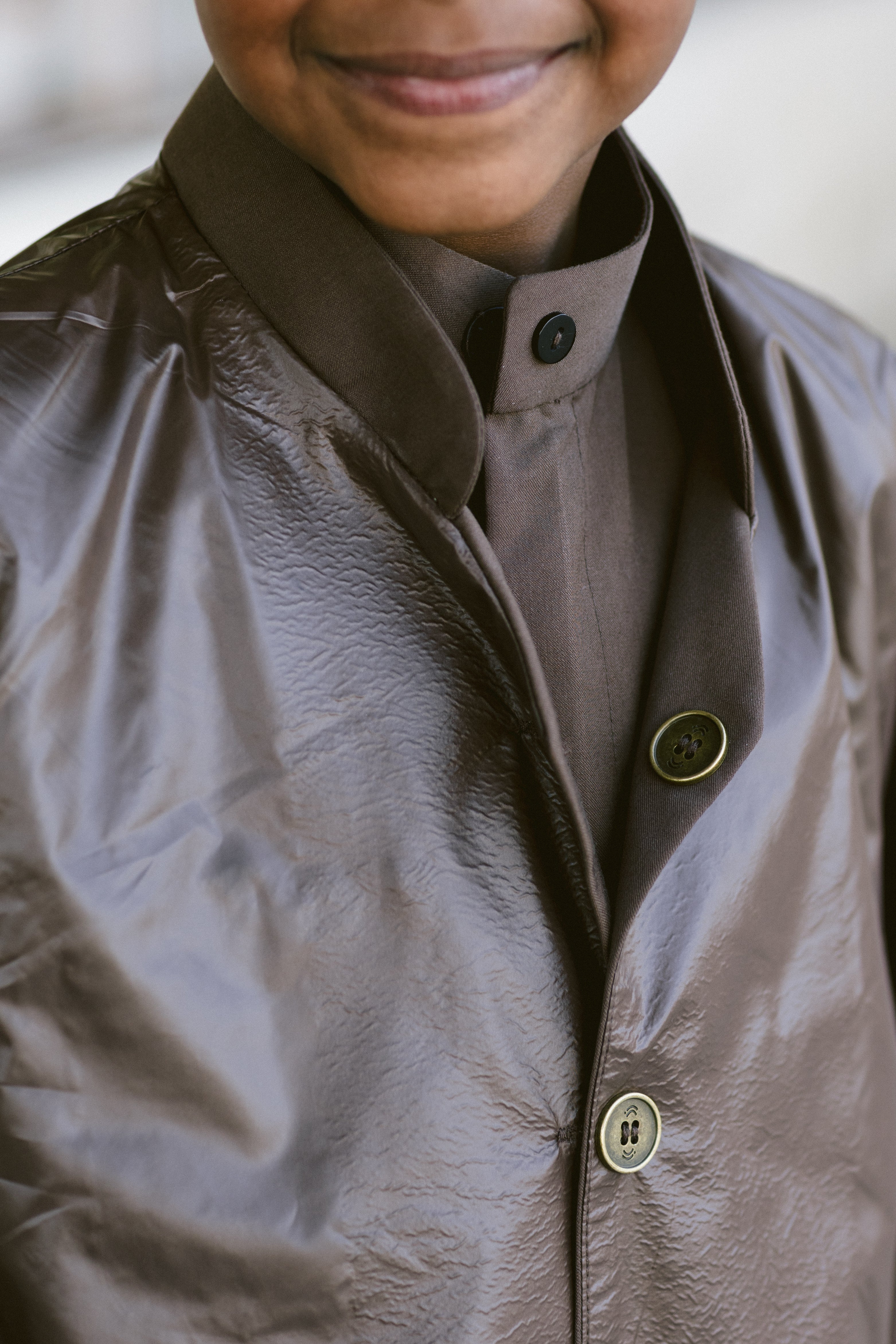 Brown Dishdasha with Leather Touch Vest