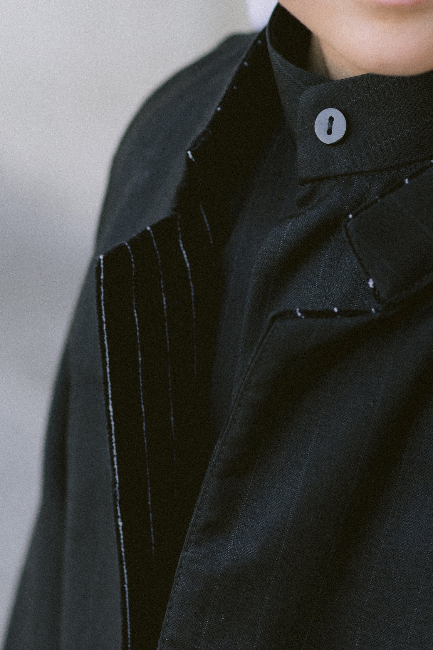 Black Striped Dishdasha with Velvet Striped Vest